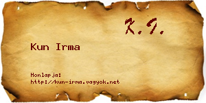 Kun Irma névjegykártya